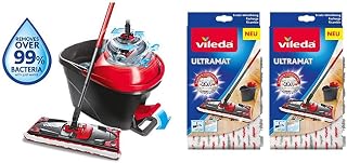 Vileda Ultramat Turbo Sistema Lavapavimenti con Secchio, Strizzatore e Piastra & Ultramat/1; - ;2 ;Spray Ricambio Covers Confezione Doppia, 1er Pack (1 ;X 2 ;Pezzi)