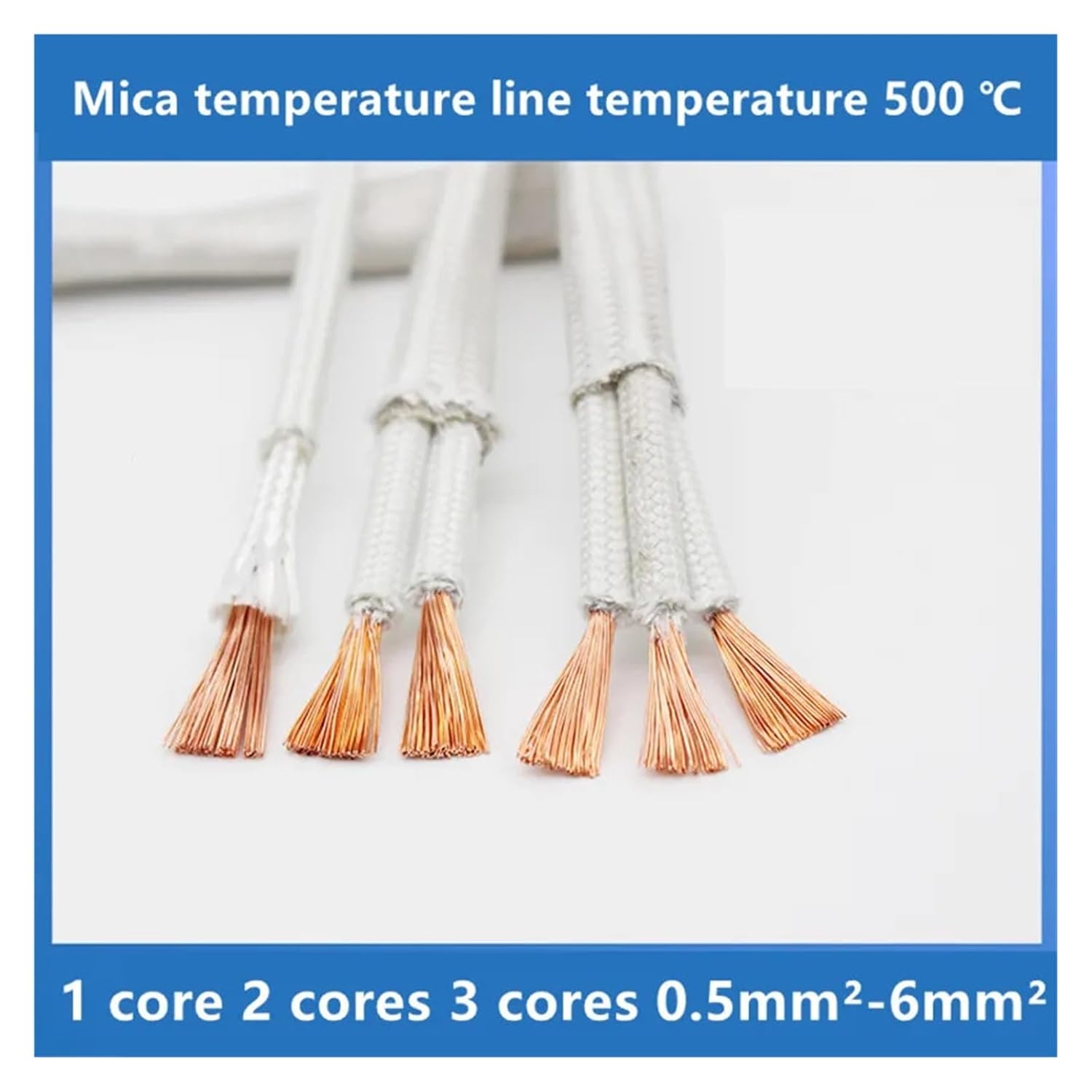 High Temperature Mica Braided Wire, Electromagnetic High Temperature Heating Wire Heat Resistant Braided 2-5 Cores 0.5-6.0mm 5m(3 Cores,9 AWG 6.0mm)