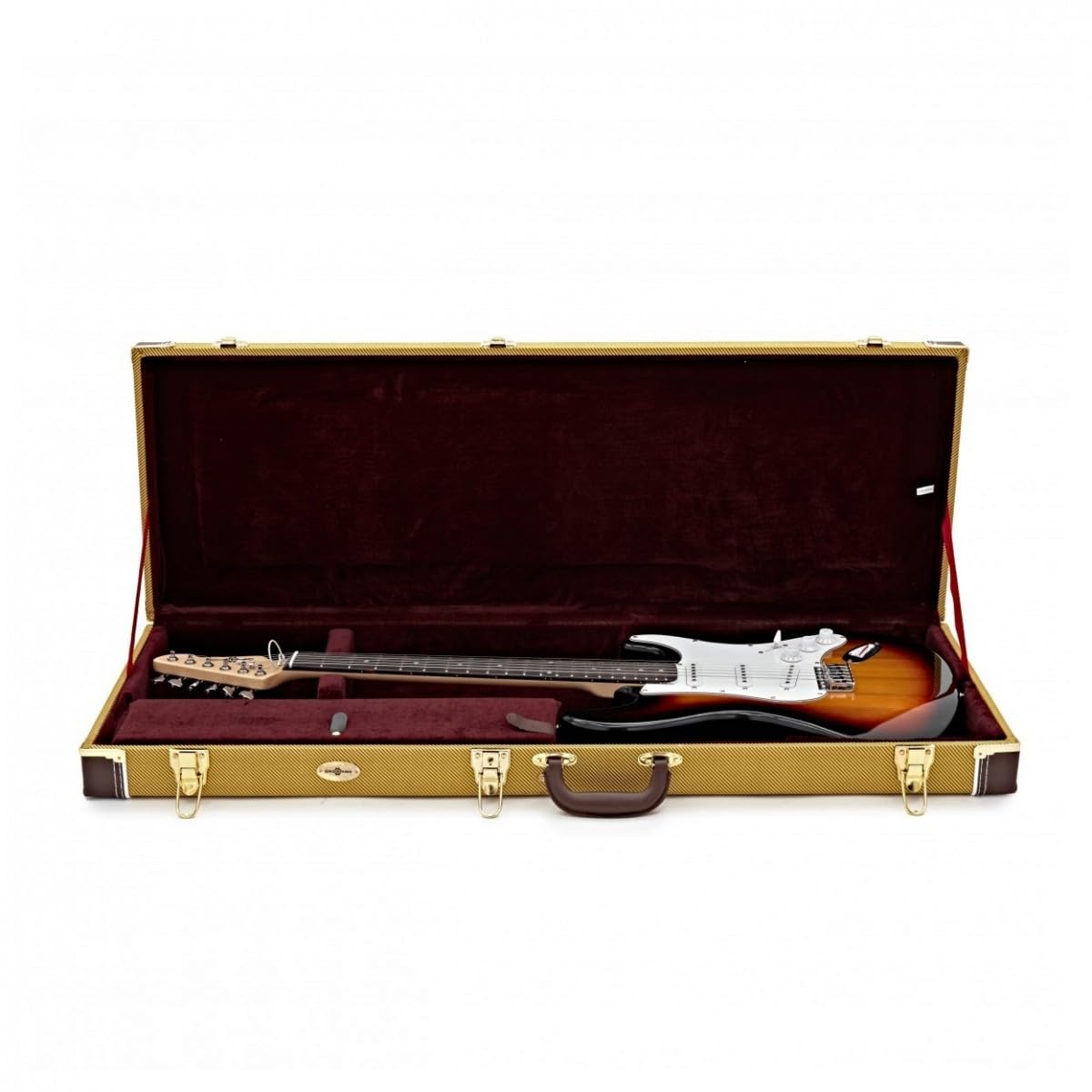 Gitarren-Hartschalenkoffer für E-Gitarren Tweed mit Plüschauskleidung