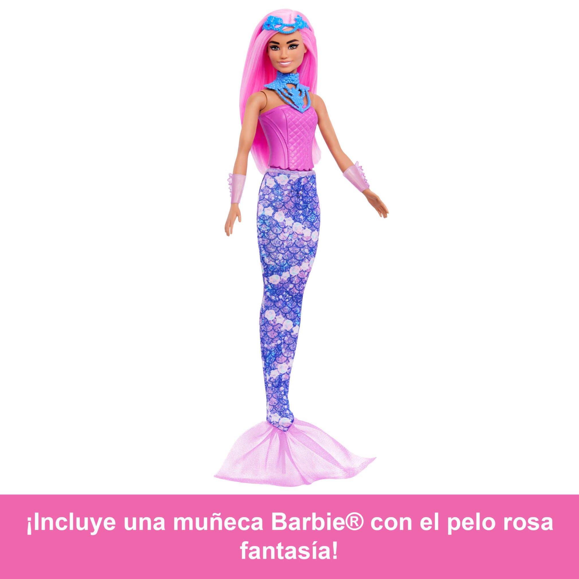 Barbie Calendario de Adviento con muñeca y 24 accesorios sorpresa de juguete, como un unicornio y mascotas, muñeca de moda que se convierte en sirena, hada y mucho más, JFL66