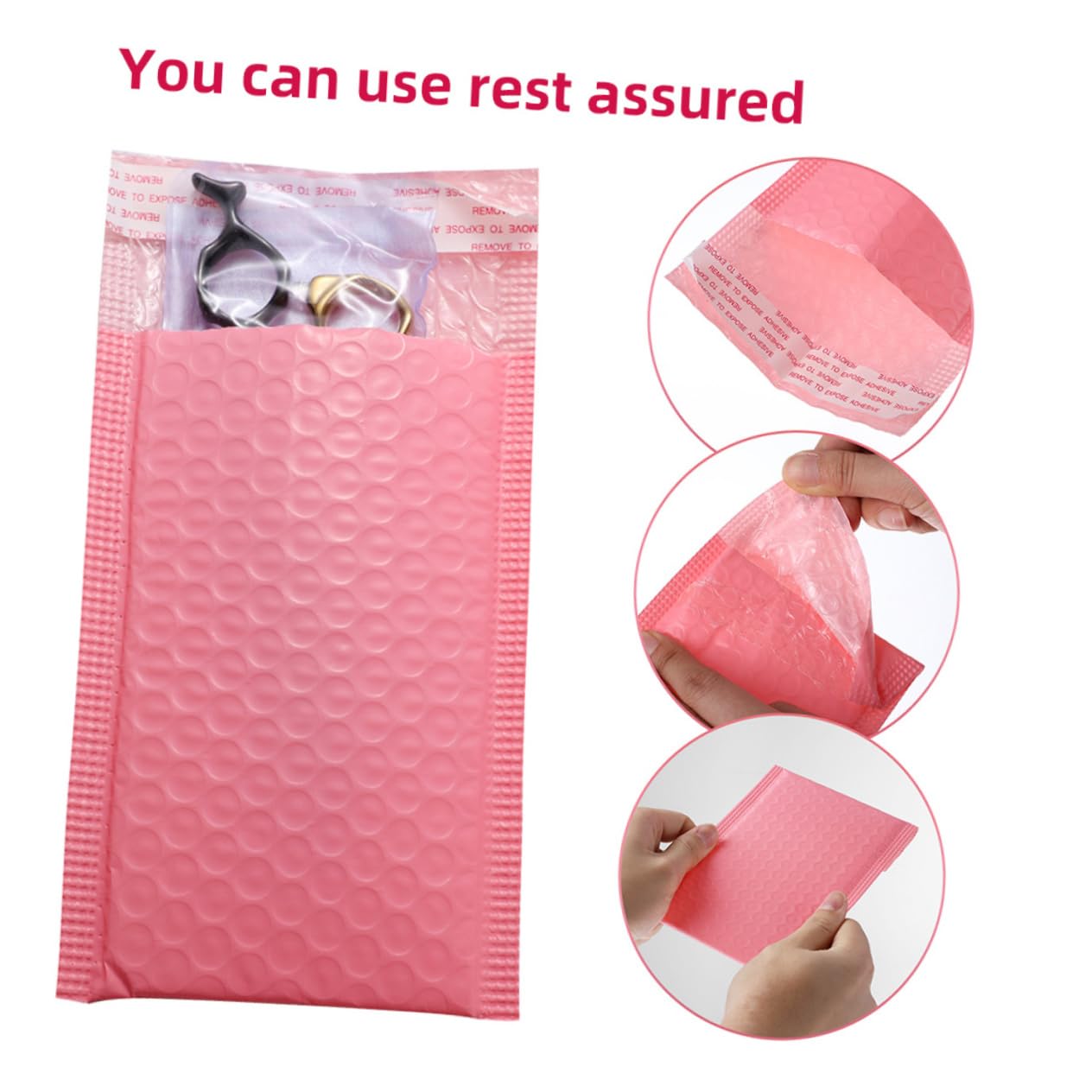 Enveloppes D'expédition Matelassées Pe Rose 100 Pièces,