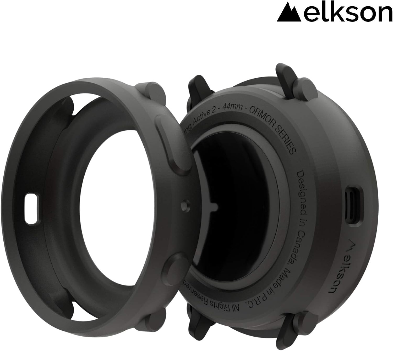 elkson Compatible with Samsung Active 2 Bumper case Cover 44mm Ormor Series Cases Fall Protection Durable Military Grade Protective TPU Flexible Shock Proof Resist 44 mm Stealth Black