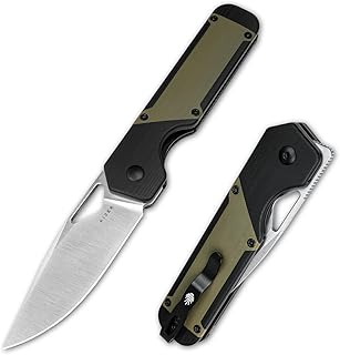 Militaw EDC Pocket Knife, 3.36'' Nitro V Blade Folding Knife, Black&Green G10 Handle with Pocket Clip, Thumb Hole & Front Flipper Opener, Camping Hunting Knife for Men Women Gift V3634M1