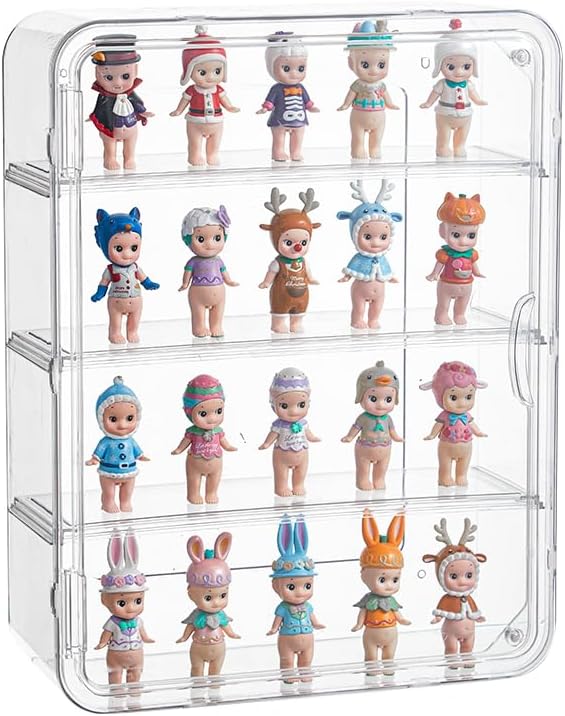 4 Tiers Clear Display Case for Figures, Acrylic Storage Organizers Box with Magnetic Door, Wall-Mounted Dustproof Showcase for Collectibles Action Figure Wall-Mounted Large 1