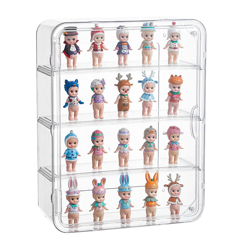 Image of BOHOIDEE 4 Tiers Clear Display Case for Figures, Acrylic Storage Organizers Box with Magnetic Door, Wall-Mounted Dustproof Showcase for Collectibles Action Figure