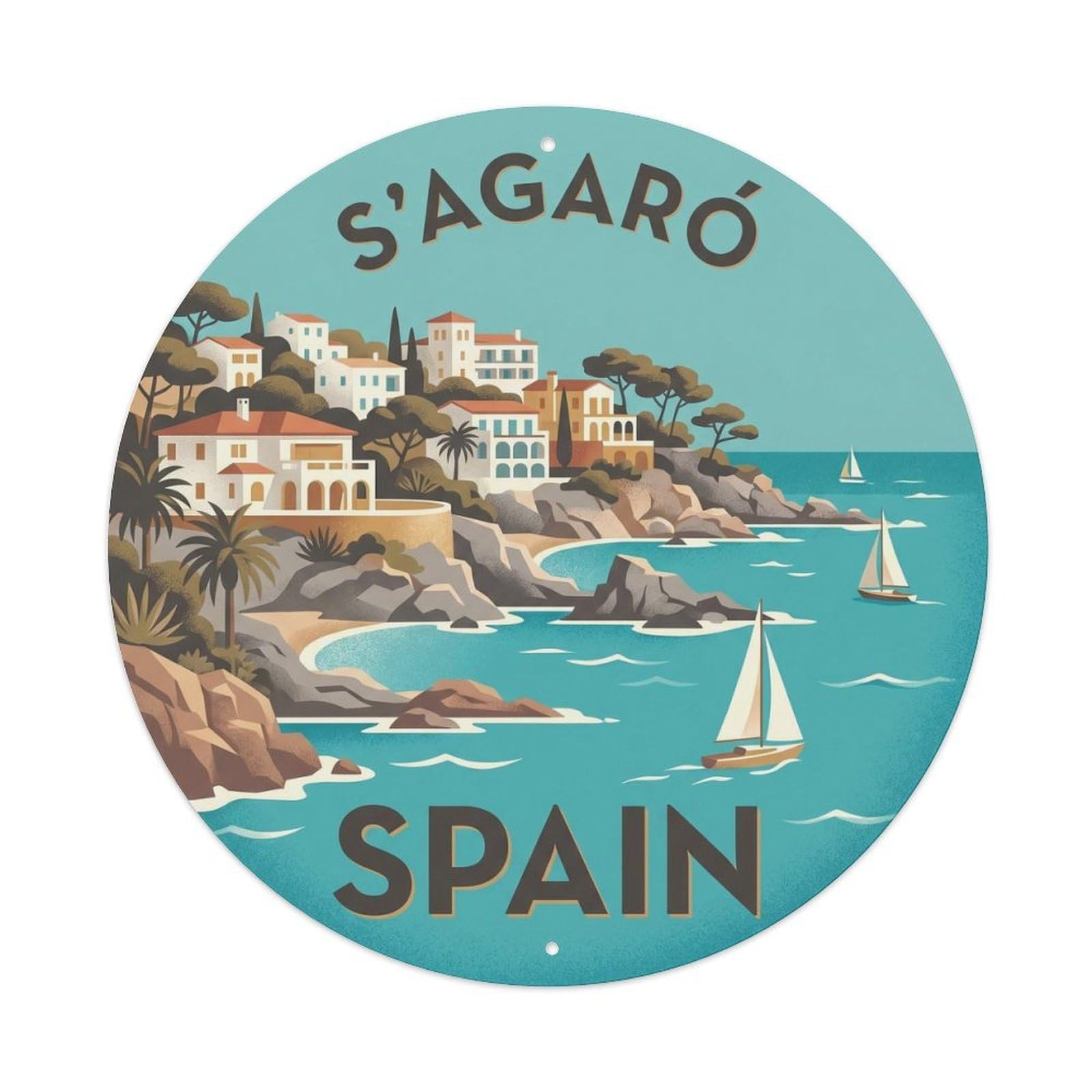 Costa Brava SAgaro Spain Landmark Travel Metal Tin Sign
