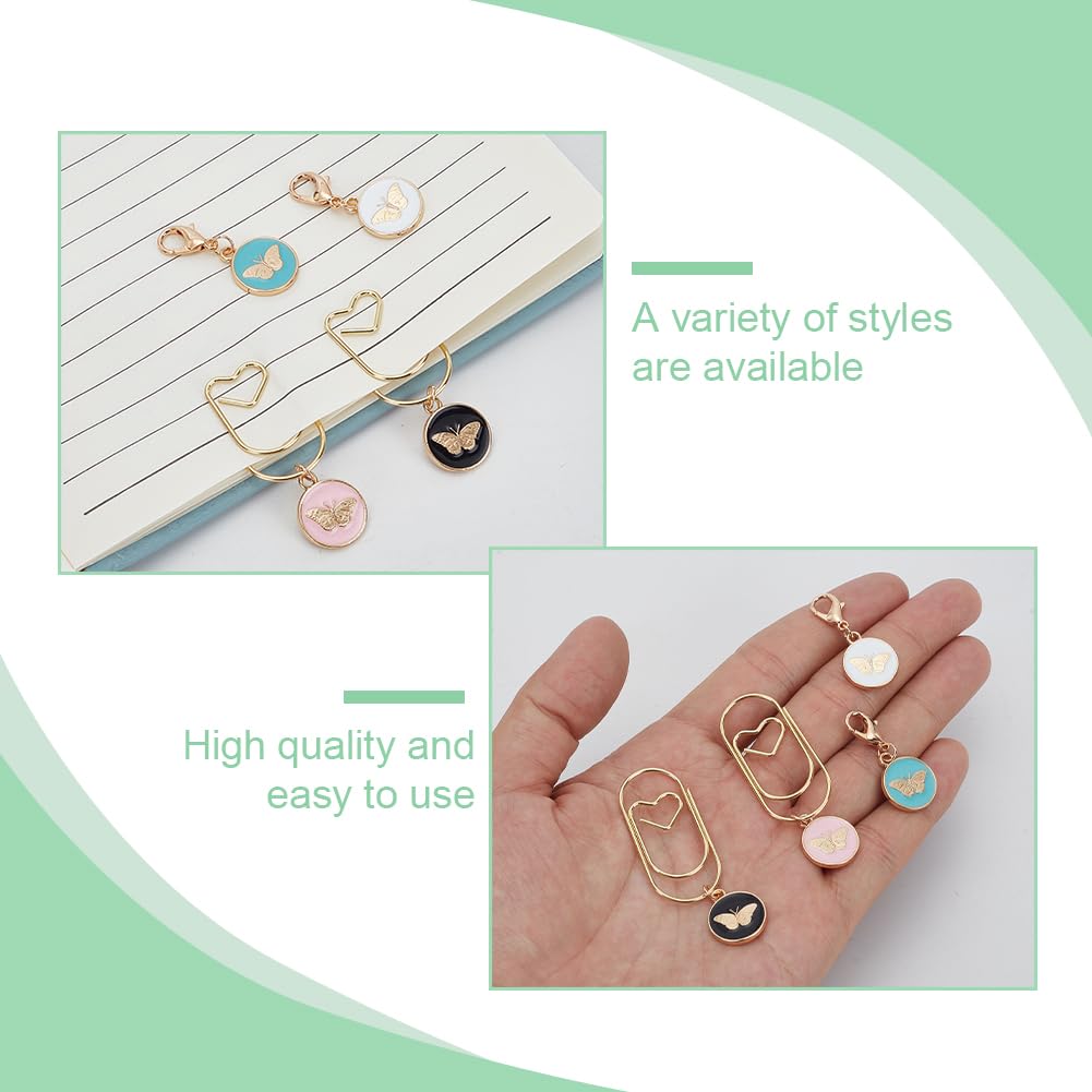 PLIGREAT 8 Pcs Alloy Paperclips with 8 Pcs Butterfly Charm Creative Decorative Paper Clips Cute Pendant Bookmarks Mixed Paper Clamps for Document Organizing Scrapbooks Office School Supplies - Image 3