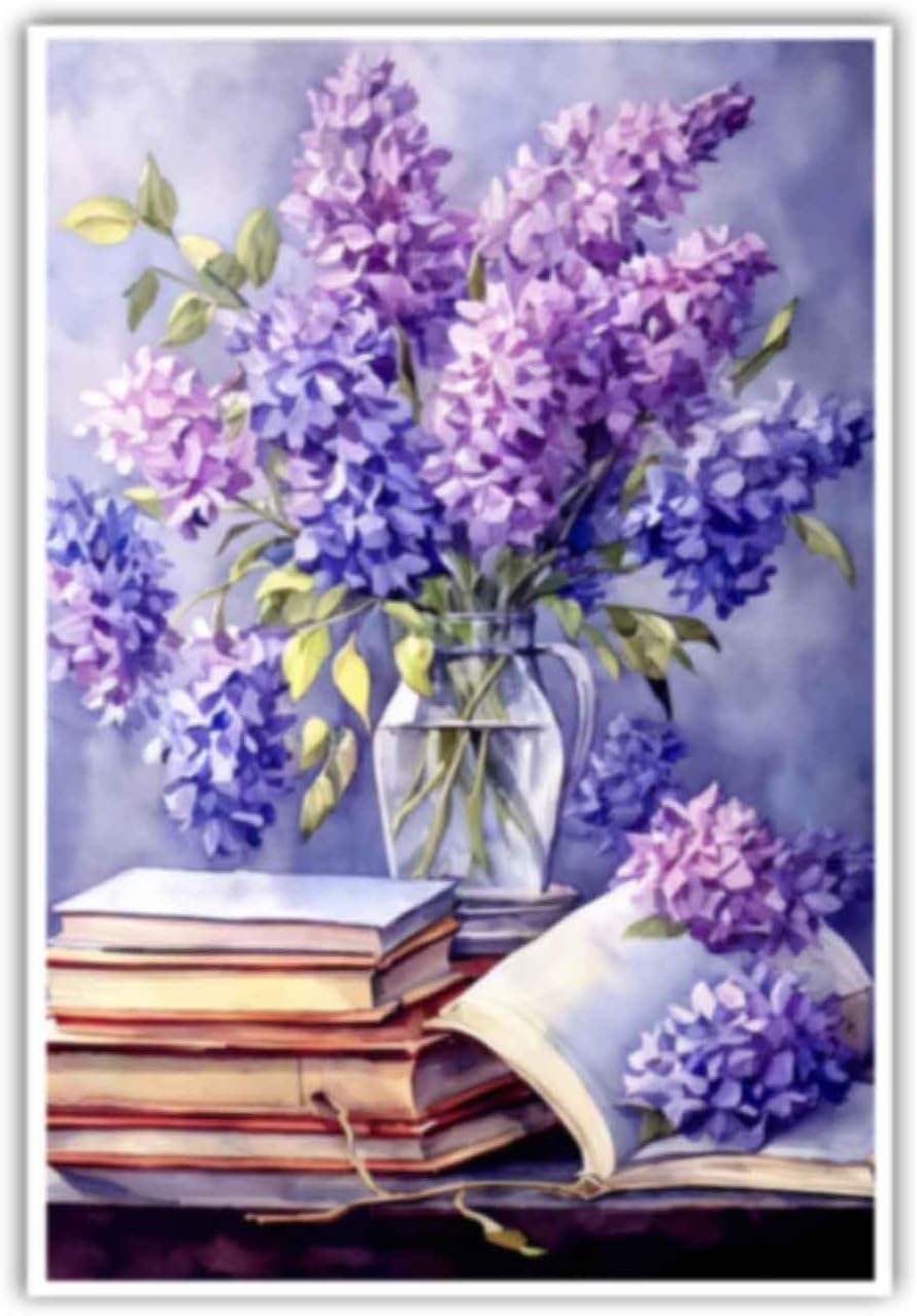 XLMDYYSW Lavender Canvas Prints Wall Art Purple Butterfly Picture Rustic Lavender Floral on Vase Poster Kitchen Bathroom Wall Decor Unframed (White,20.00" x 30.00")