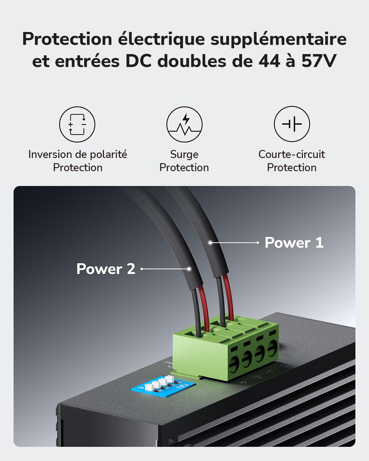 Cudy Commutateur PoE+ Gigabit Industriel à 8 Ports avec Rail DIN, IG1008P | 8 ports GbE 802.3af/at, puissance nominale de 240 W, plug & play, IP40, -40 à 75 °C, double entrée CC, boîtier en aluminium