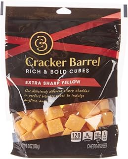 Cracker Barrel Cubes, Extra Sharp Yellow Cheddar Cheese (6 oz Bag)
