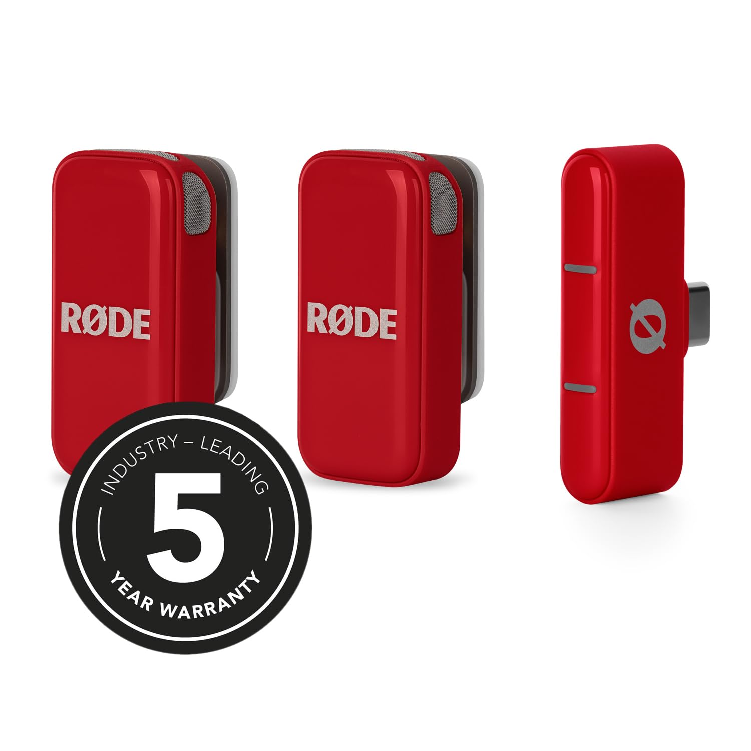Rode Wireless Micro Drahtloses Mikrofon-System USB-C für Smartphones Rot mit keepdrum Mikrofasertuch