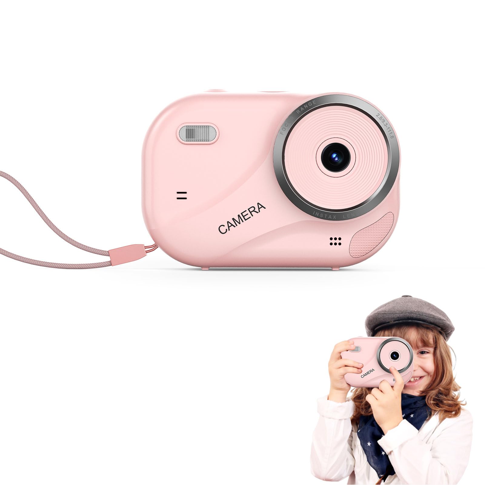 Annadue Aparat Cyfrowy, 4K 16x Zoom 48MP Vintage Compact Mała Aparat z latarką, Anty-shake, Wykrywanie Ruchu, Karta 32 GB dla Nastolatków Chłopców (PINK)