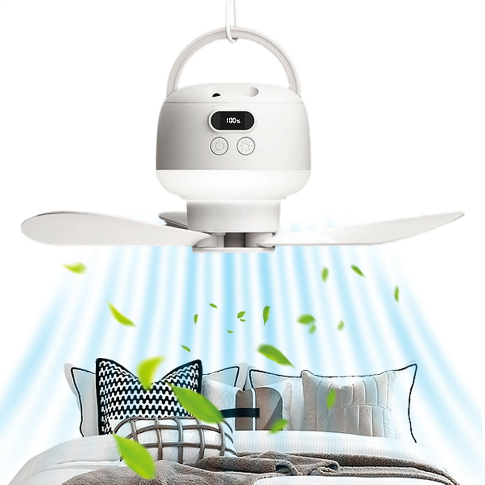 Ventilateur de plafond extérieur rechargeable 1200mAh portable et réglable