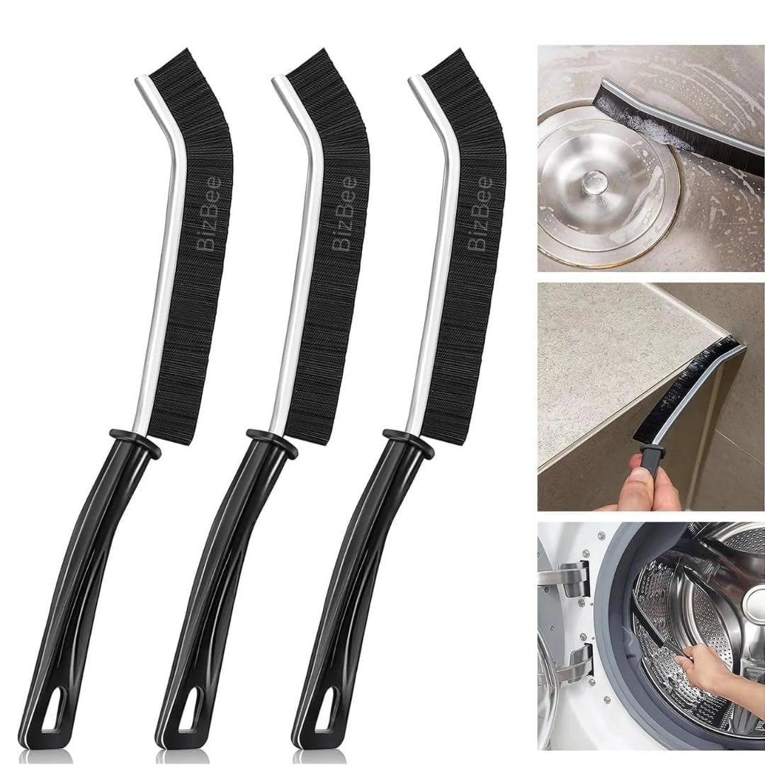 BizBee Hard Bristle Crevice Cleaning Brush - Cleaning Tools for Household Use, Multifunctional Gap Cleaning Supplies for Kitchen, Bathroom, Toilet, Window, Vehicle, Faucets, Grout, Home (4 PCS)