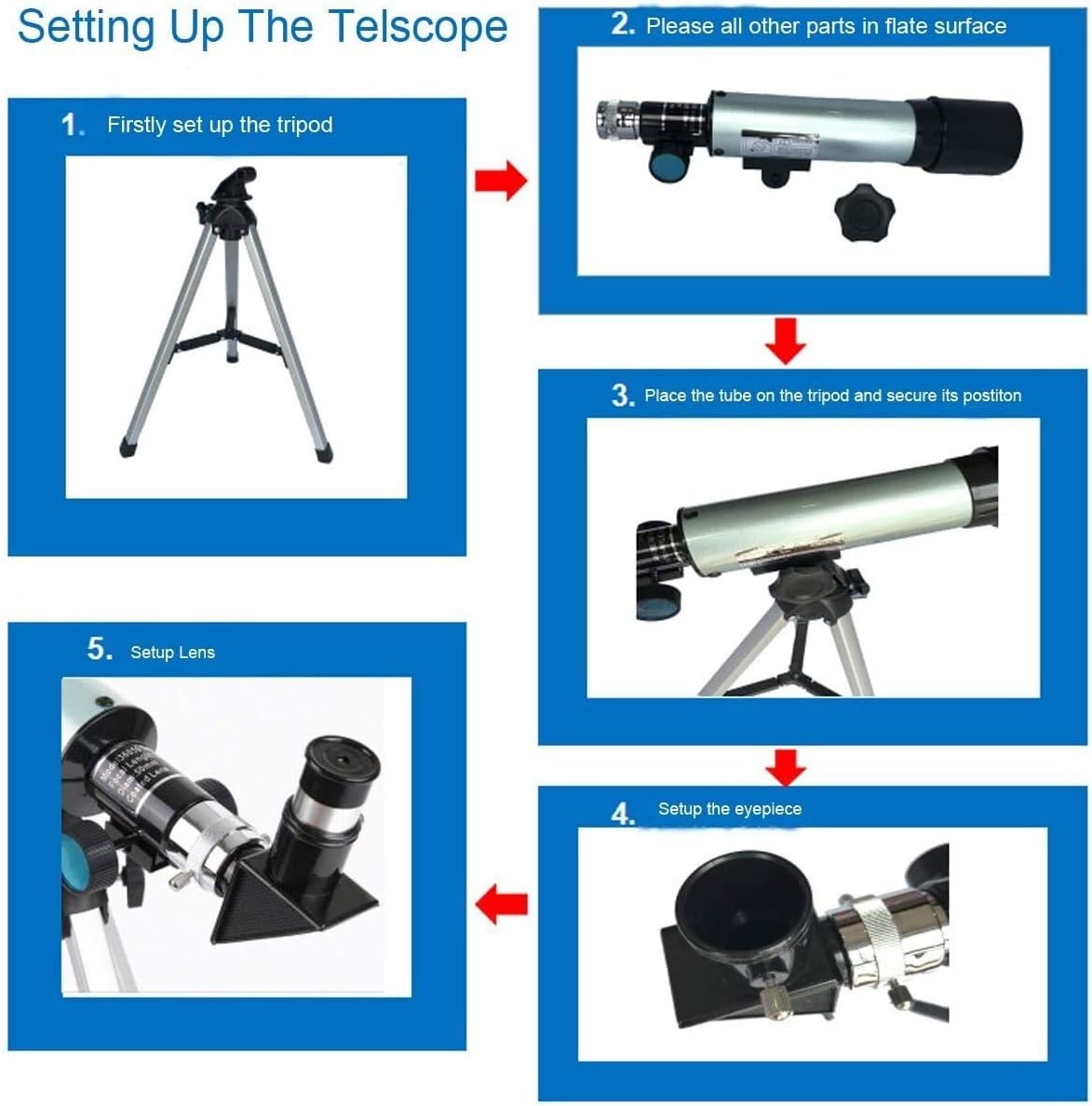 telescopes Astronomical Telescope for Educational Science Refractor with Super Lightweight Tripod for Astronomy Beginners,Night Stars Watch,Focal Length 360mm,Aperture 50mm
