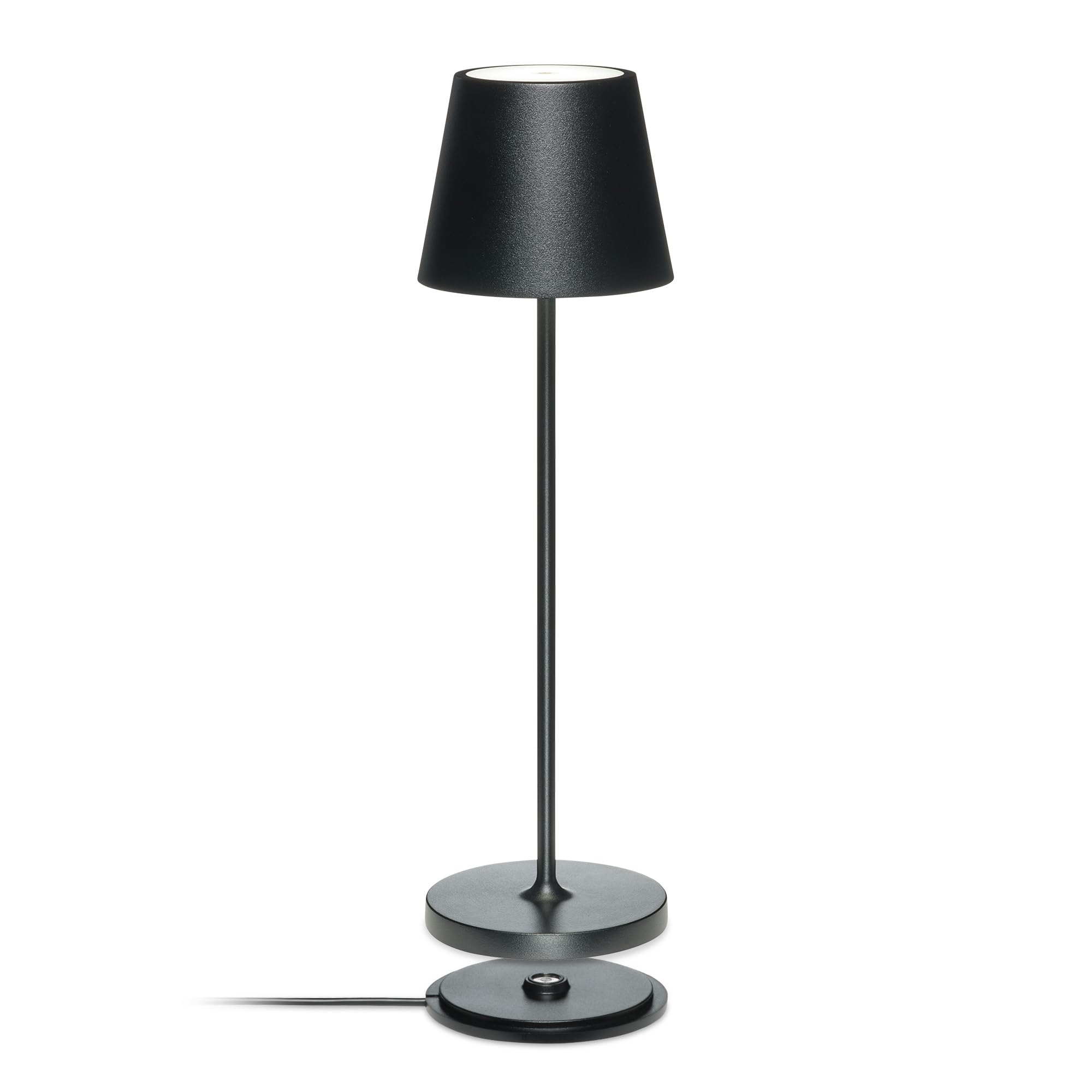 LA VILLE LUMIÈRE SuzieV Dimmable Rechargeable LED Table Lamp - Wireless for Bedrooms, Bedside, Living Room and Restaurants - Aluminum, Indoor/Outdoor, 48h, 3 Temp. Designed in Italy (Metal Black)