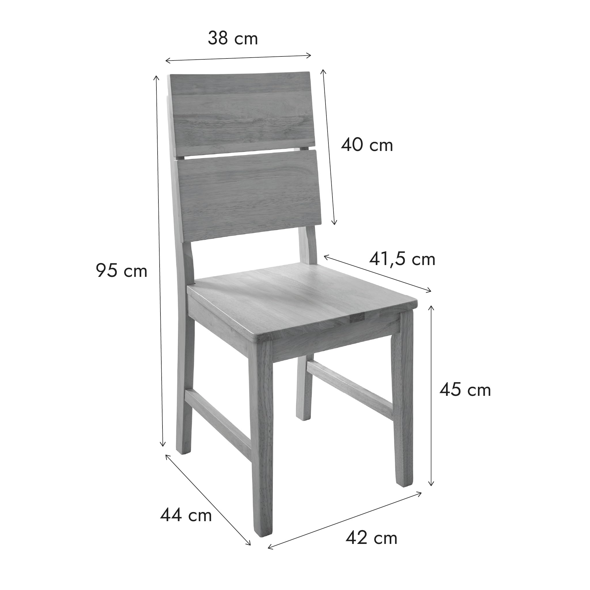 Woodroom Kota 2er Stuhl-Set – Massivholz Hevea, Eiche lackiert & pflegeleicht, Moderne Küchen- & Esszimmerstühle im schlichten Design
