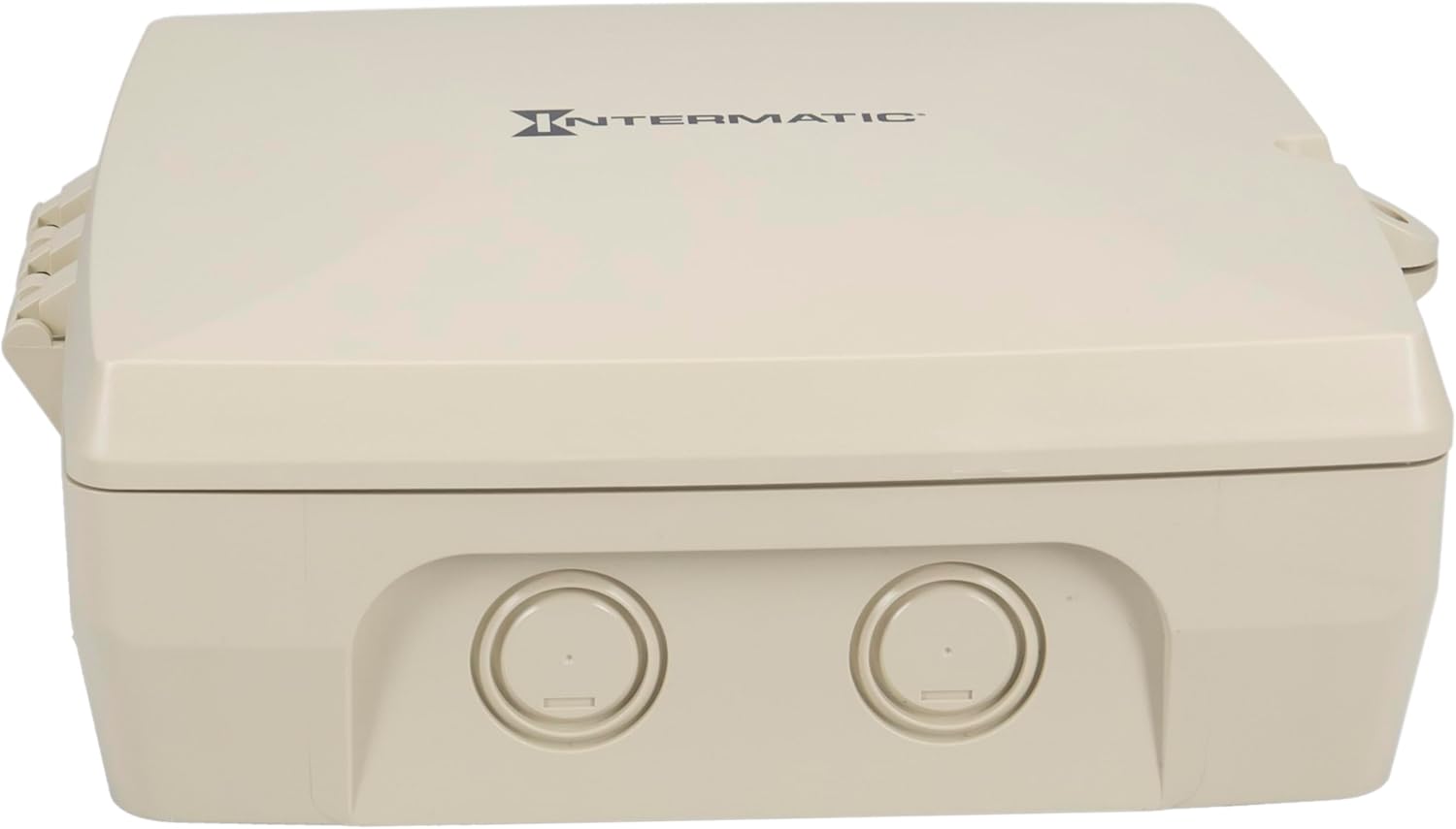 Closed Intermatic PE733P Wi-Fi Pool Timer showing the front of the Type 3R outdoor enclosure.