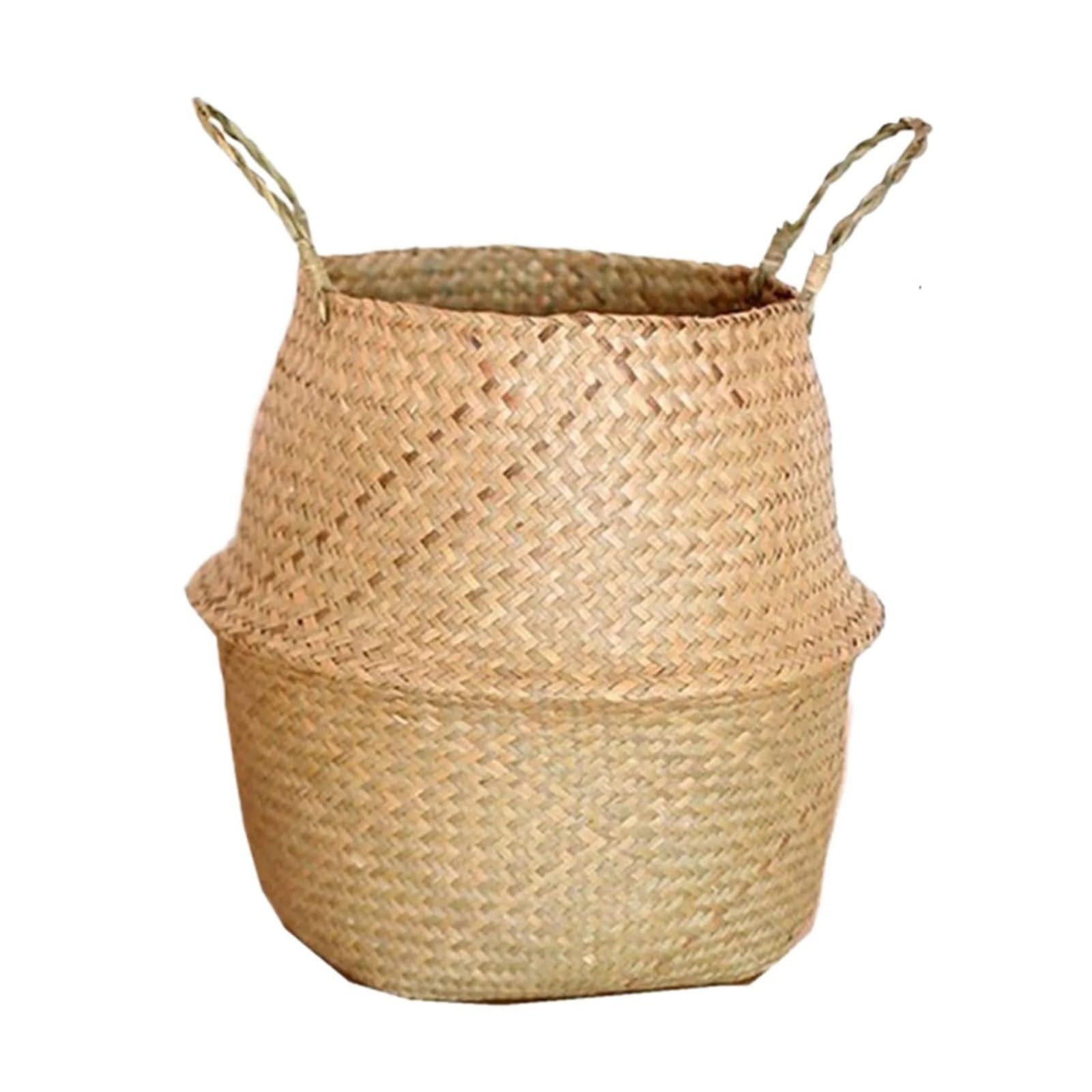 DUNSBY Woven Planter 3pcs Woven Seagrass Baskets Wicker Storage Plant Pot For And Laundry(M)