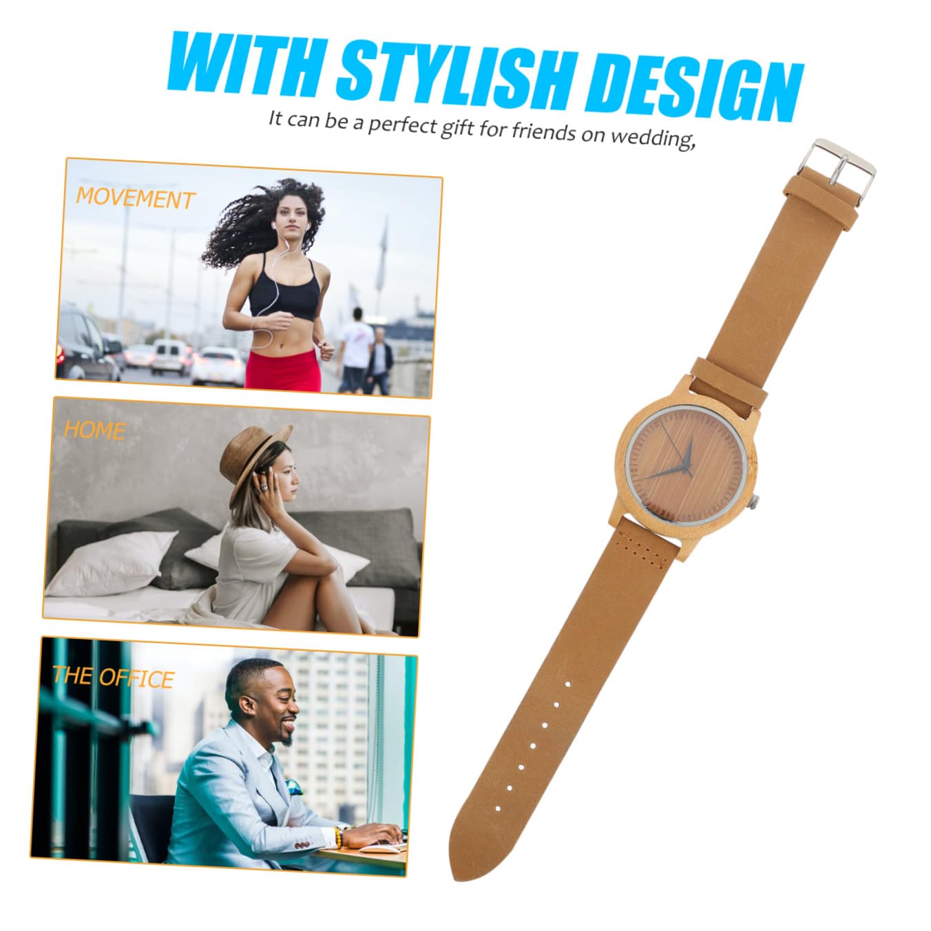VALICLUD Reloj de Pulsera de Madera de Bambú y Correa Movimiento de Cuarzo Diseño Elegante para Mujer y Hombre Adecuado para Uso al Aire Libre y Negocios
