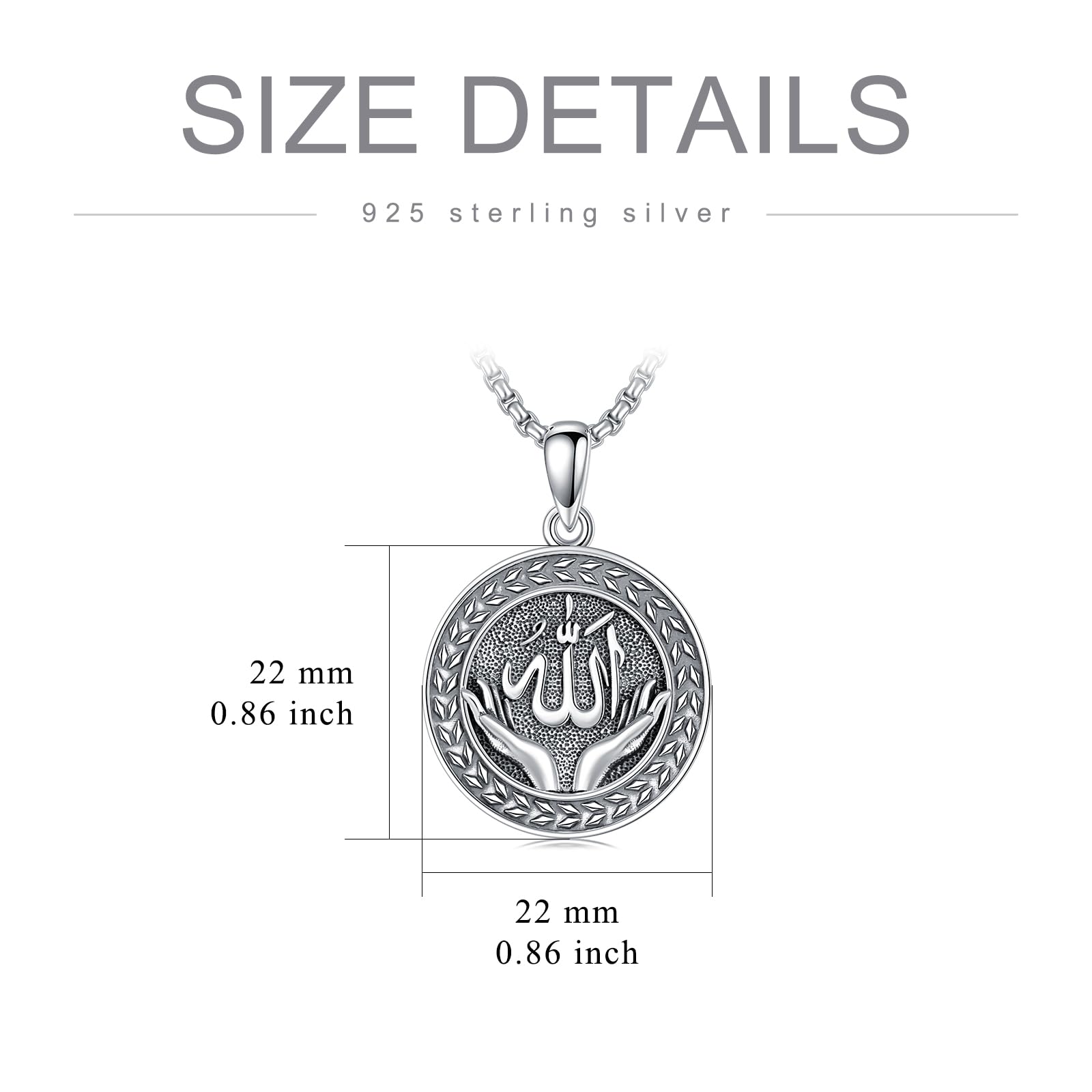 Collana Allah in argento sterling 925, collana con ciondolo musulmano arabo, gioielli religiosi musulmani Islam, regali per donne e uomini