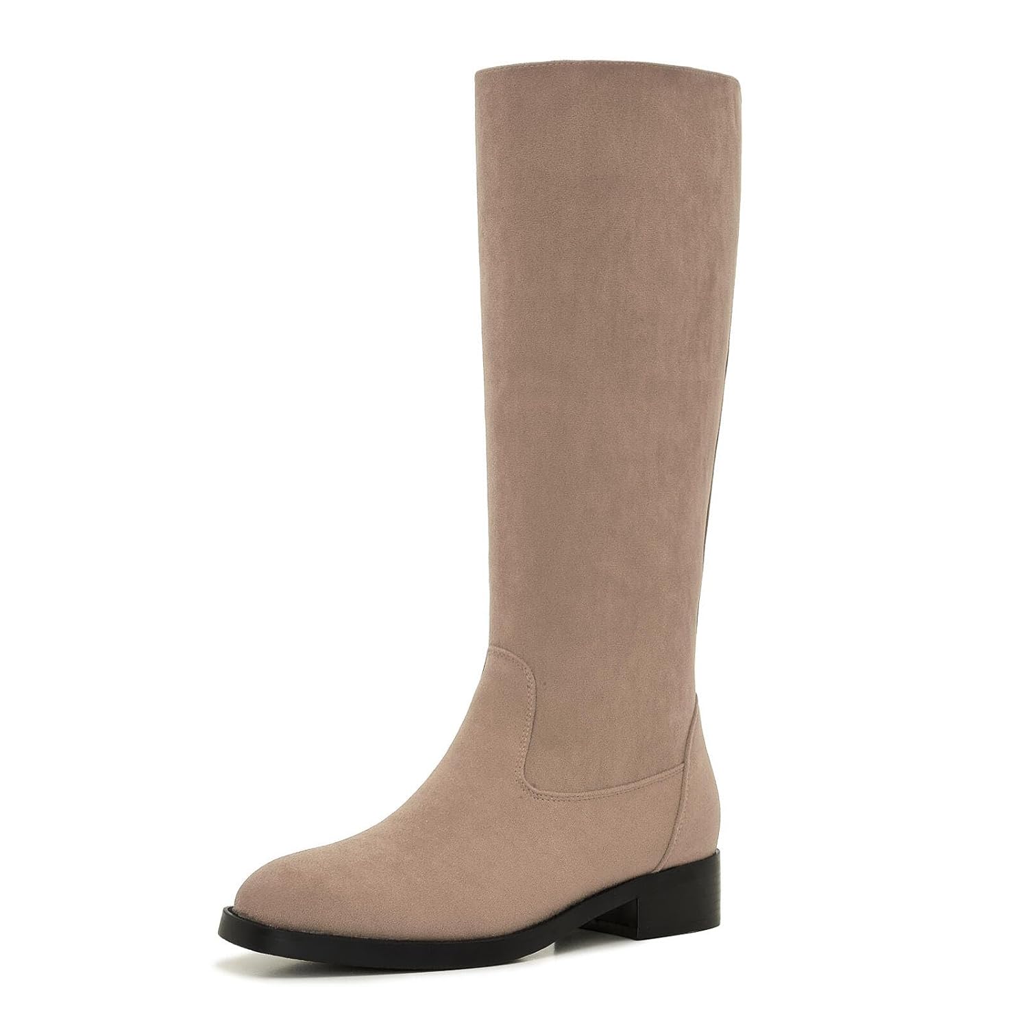 ZXHYZLZ Womens Wide Calf Knee High Boots Plus Size Pull-On Flat Riding Boots Comfortable Tall Equestrian Style for