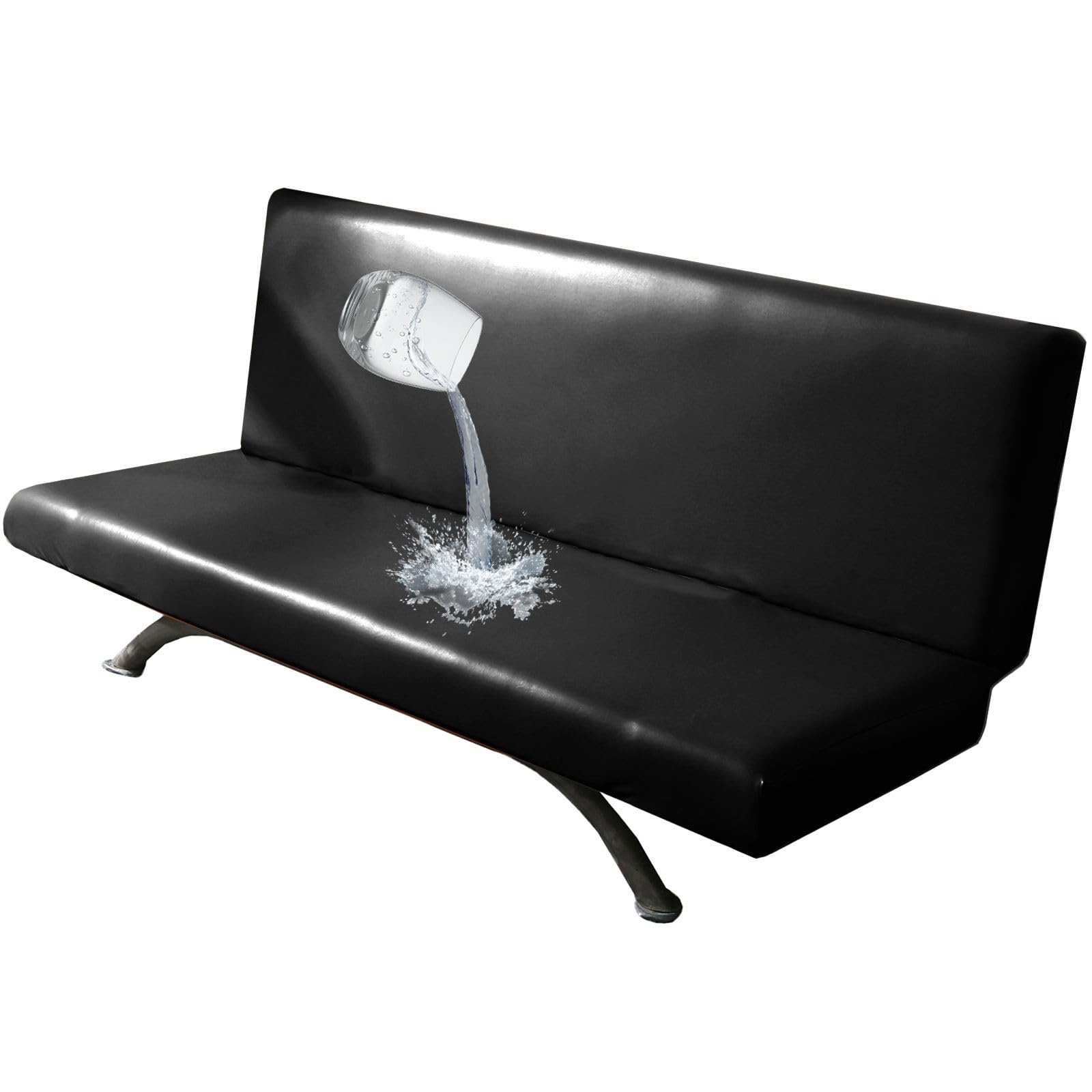 Housse clic clac imperméable universel noir pour couverture canapé sans bras