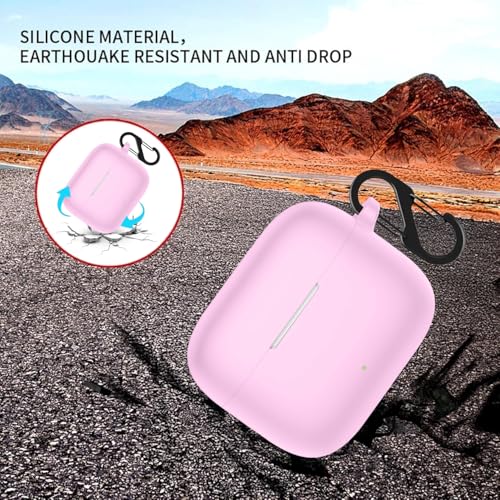 Image of Anvique Silicone Protective Case Cover for Oppo Enco Buds 3 Pro, Earbuds Accessories (Pink S)