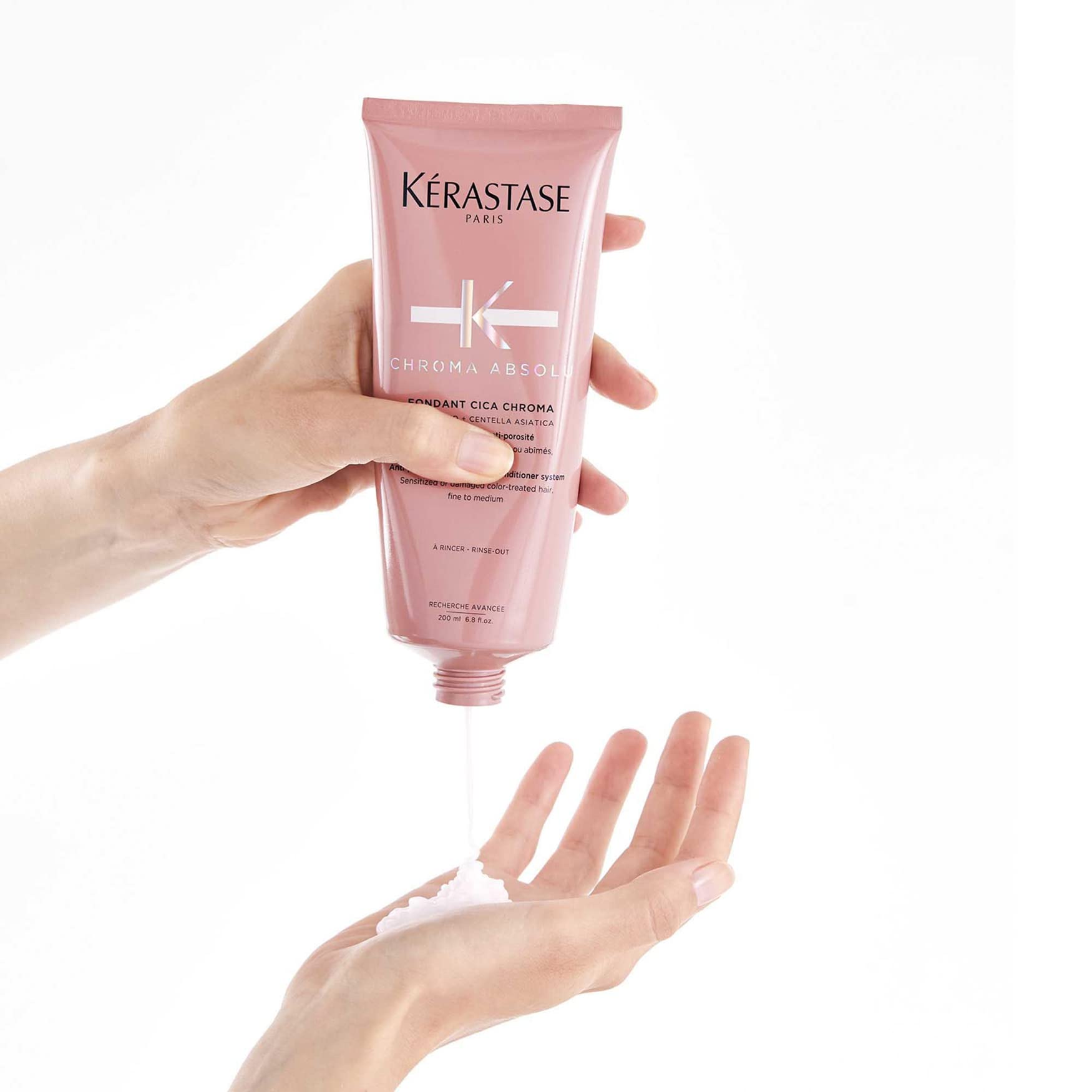 KÉRASTASE Chroma Absolu - Fondant Cica Chroma - Après-Shampoing Réparateur & Anti-Porosité - Acides Aminés & Centella Asiatica - Cheveux Colorés Sensisibilisés ou Abîmés - Fins À Moyens - 200 ml