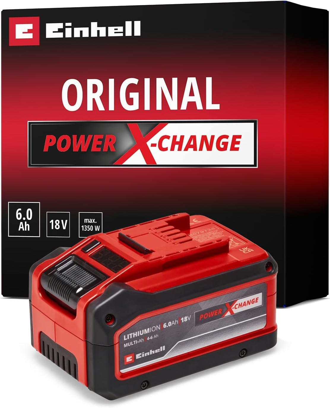 Einhell Power X-Change Plus 18V, 4-6 Ah Multi-Amp Hour Lithium-Ion Battery - Extra Power For Intensive Operation - Universally Compatible With All Einhell PXC Power Tools And Garden Machines