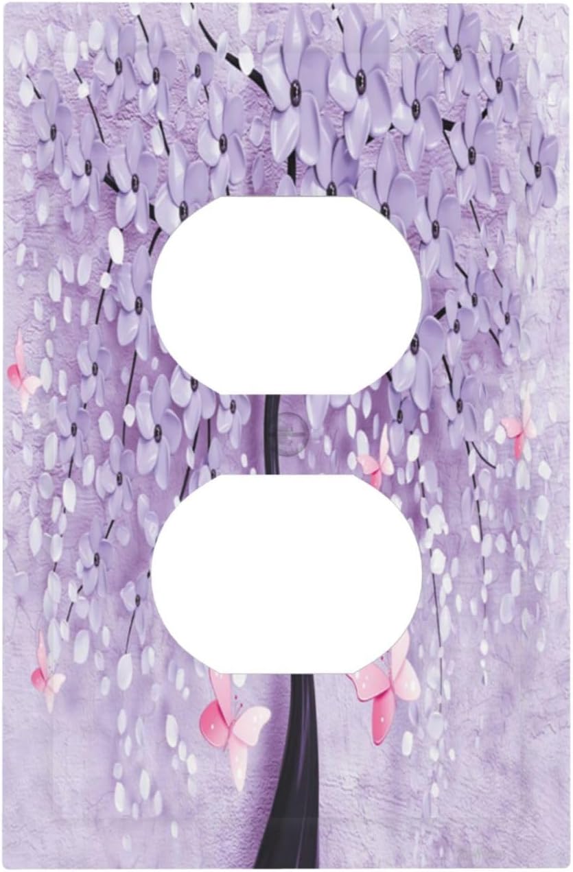 Outlet Covers 3D Purple Tree 1 Gang Duplex Light Switch Cover Plate Decorative Wall Plates Electrical Switchplate Receptacle Cover for Bathroom Bedroom Decor