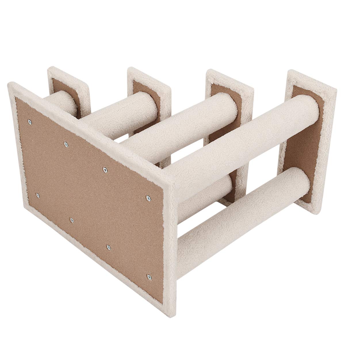 SOARS Katzentreppe, 4-stufige Haustiertreppe, Treppe für Katzen bis 25 kg, Hundetreppe, Kletterbaum Katzenbaum, 61 x 41 x 60 cm (Beige)