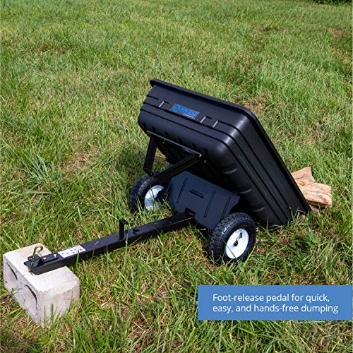 Titan Attachments 400 LB (10 Cu. Ft.) Economy Poly Dump Cart for Lawn Tractor and ATV/UTV’s, Poly Dump Cart, Utility Tow