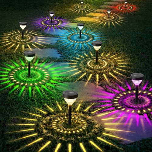 Vangue Solar Lights Outdoor Garden, 2025 New Dynamic Running Light, IP65 Waterproof Dual-Mode Solar Powered Outdoor Lights for Pathway Lawn Patio Yard Landscape Driveway (4)