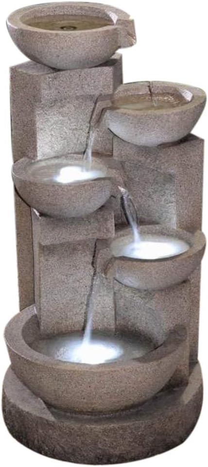 Jeco Multi-Tier Bowls Water Fountain with Led Light, 13.4" by 13.8" by 25.6"