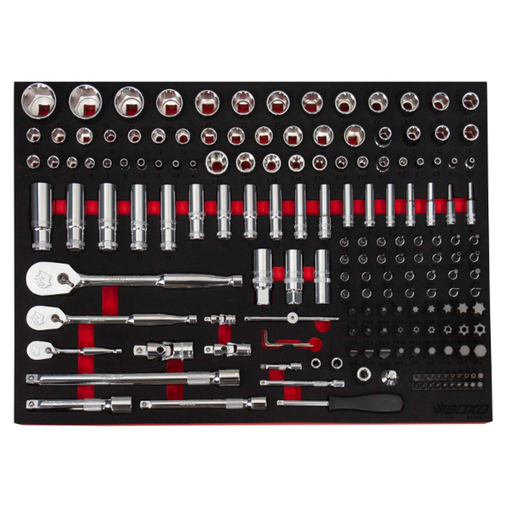 Boxo 1/4"-3/8"-1/2"Dr Master Socket Set Ratchets-Ext-Bits 171Pcs Bx565-R2 Size 3