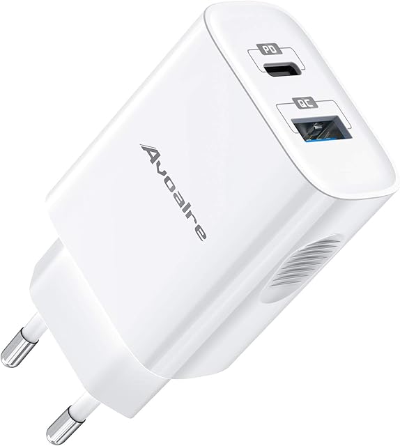 Avoalre iPhone Fast Charger 20W iPhone iPad Ładowarka USB C+ A iPhone USB ładowarka do iPhone 13 12 11 SE 2020 X 8 7 6 iPad Pro Air Mini/Samsung [Certyfikat MFi Certified]