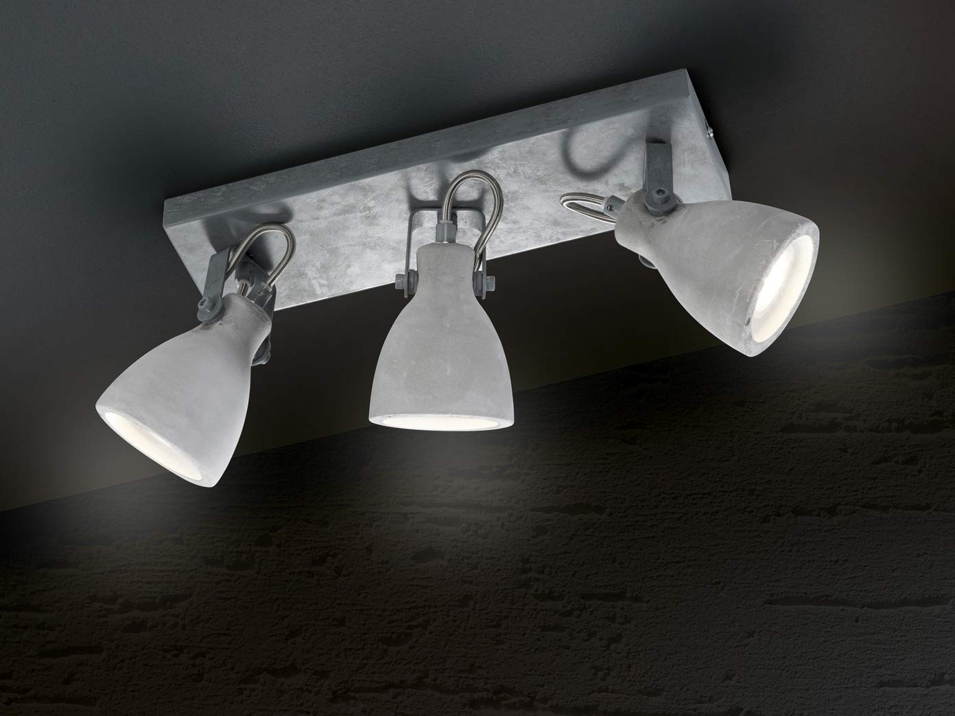 Trio Concrete - Foco de 3 bombillas GU10 42 W, metal hormigón, gris, IP20