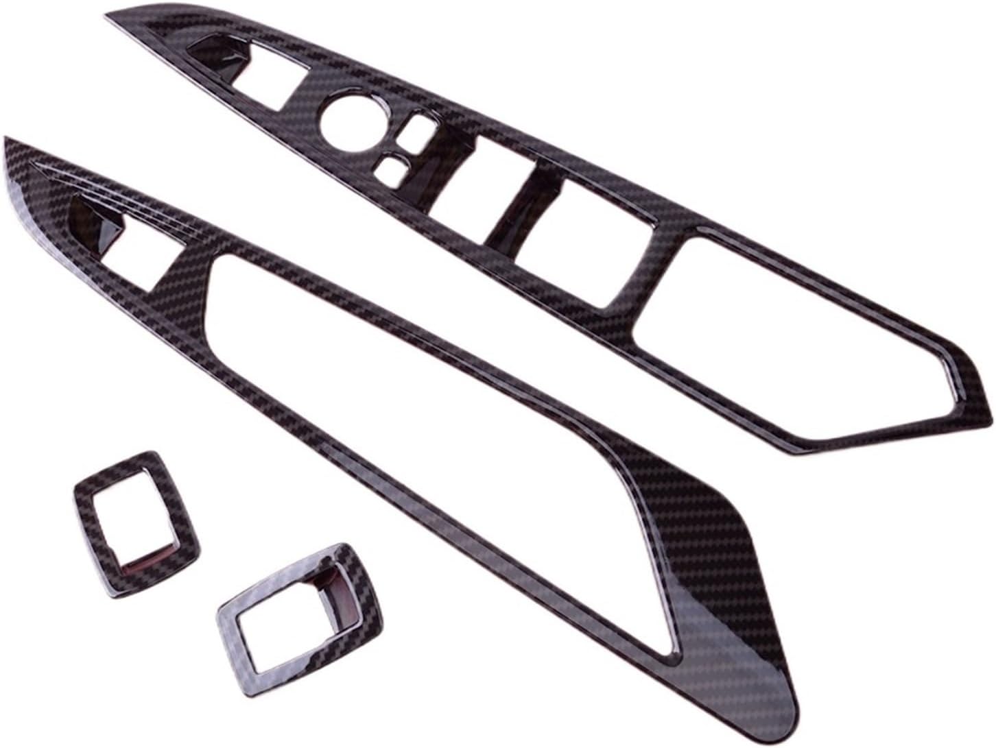 Car Door Window Lift Switch Button Cover Trim Set Fit for BMW X5 F15 X6 F16 2015-2017 2018 Carbon Fiber Style Left Hand Drive