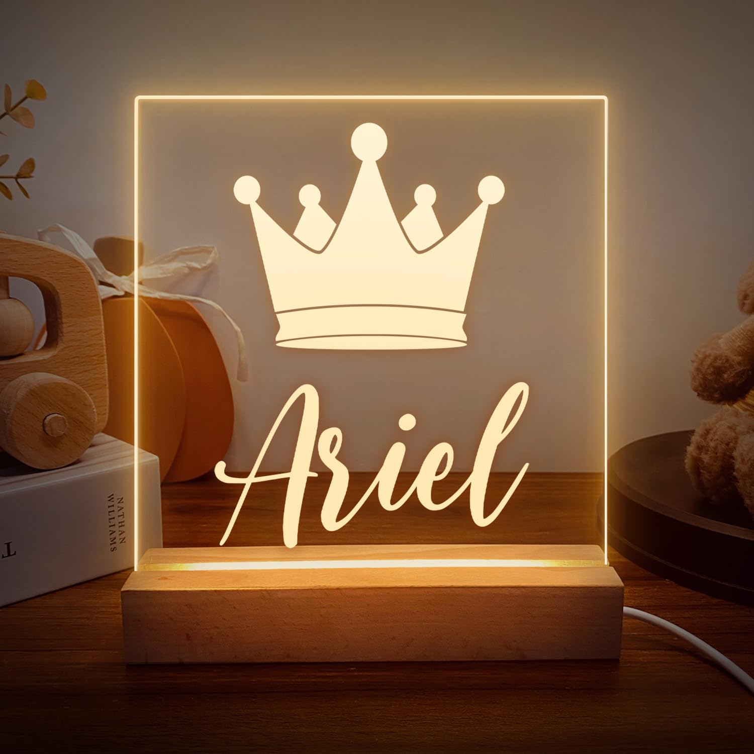 Personalized Night Light for Baby Kids, Custom Name Moon Star Led Lamp for Girls Boys, Customized Name Night Lights Gift for Children Nursery