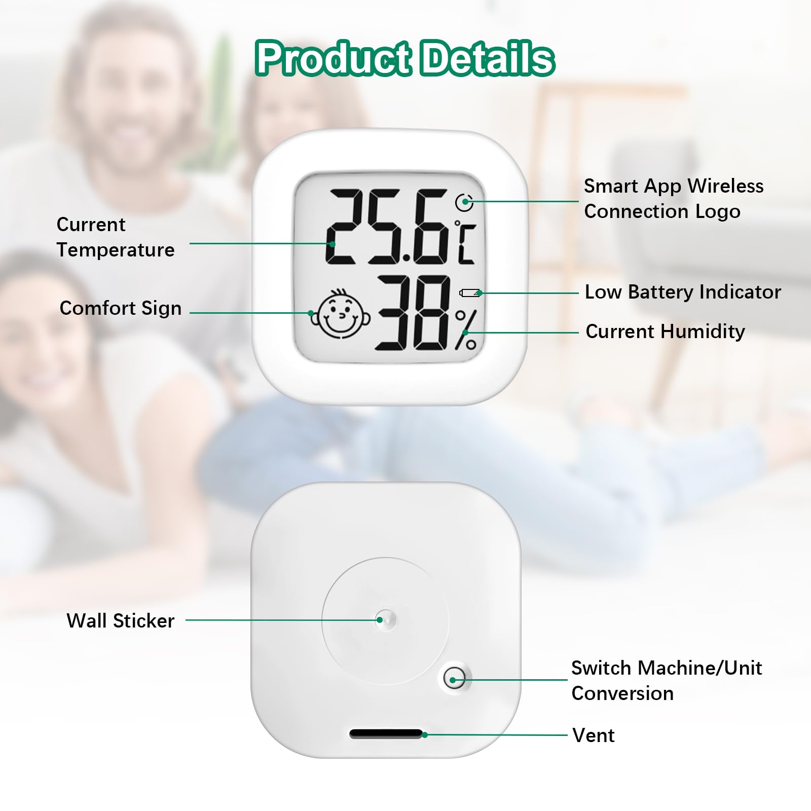 Lot de 5 hygromètres thermomètres d'intérieur avec écran LCD numérique pour chambre de bébé, chambre de personnes âgées, bureau, salon, etc - 3