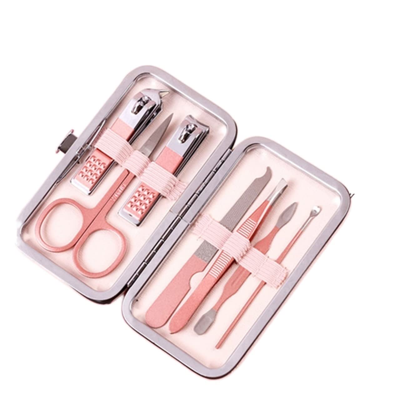 Ensemble de ciseaux de pédicure en acier avec aiguille à cuticules rose