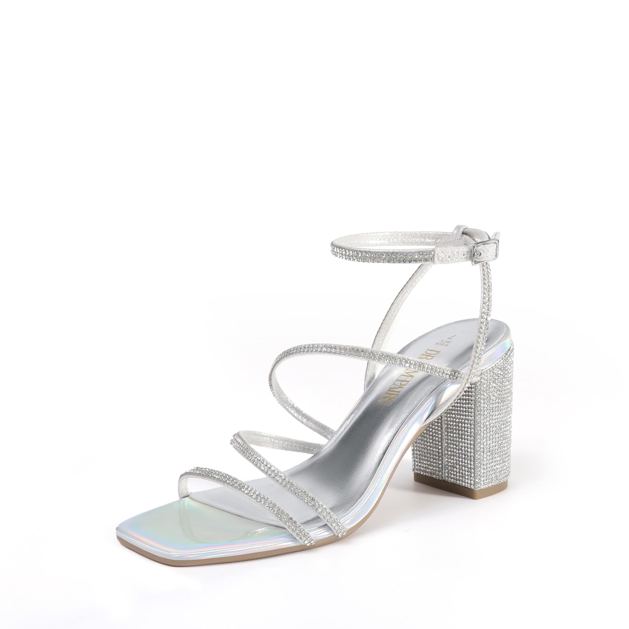 DREAM PAIRS Women's Heels Chunky Block Strappy Square Open Toe Ankle Buckle Heeled Sandals Wedding Party Dress Shoes Indie