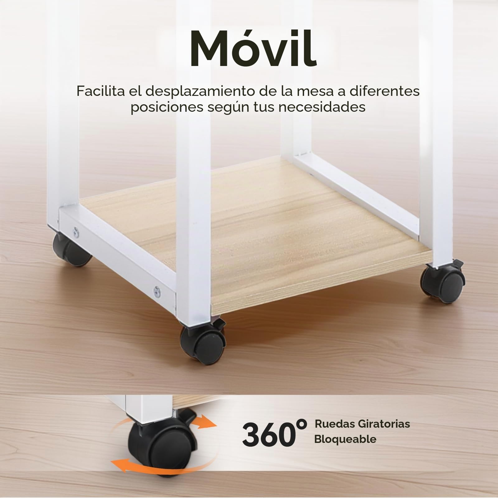 Warmiehomy Mesa de Cama con Ruedas bloqueables y Tapa elevable, Mesa de Cama Plegable móvil Altura Ajustable 70~88cm, Escritorio de cabecera para Trabajar Leer Comer Dormitorio sofá (Beige)