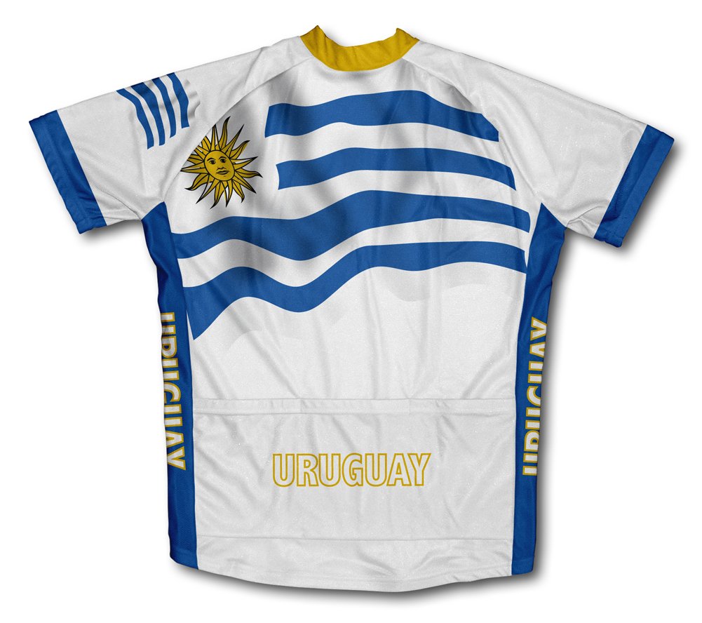 ScudoPro Uruguay Flag Short Sleeve Cycling Jersey for Men - Size 3XL
