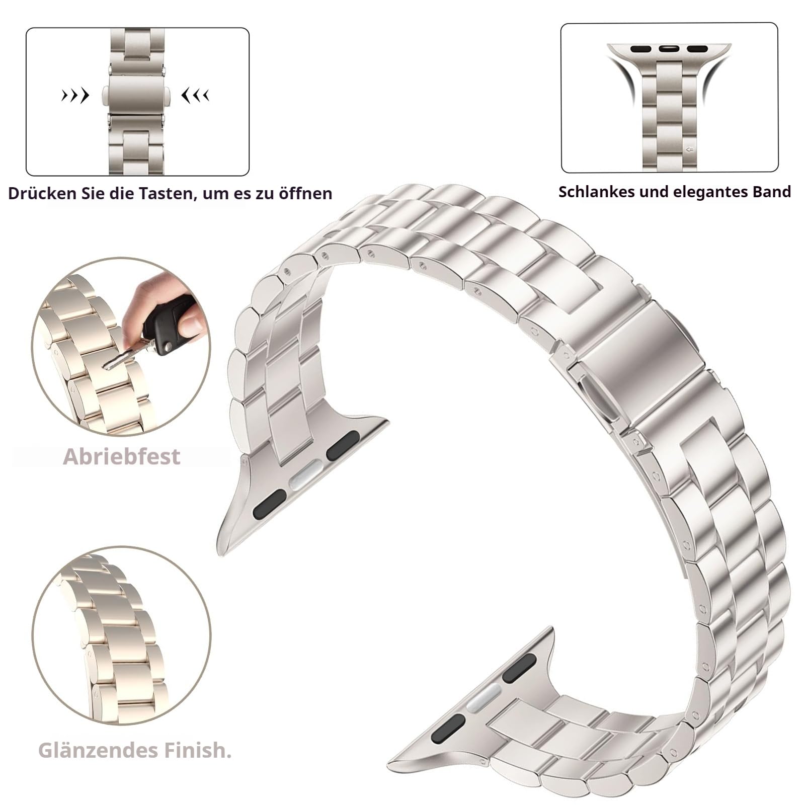 Bracciale sottile in Metallo da Donna compatibile con Apple Watch cinturino 38mm 40mm 41mm 42mm 44mm 45mm 46mm 49mm Bracciale in inossidabile per iWatch Ultra 2 SE Serie 10 9 8 7 6 5 4 3 2 1