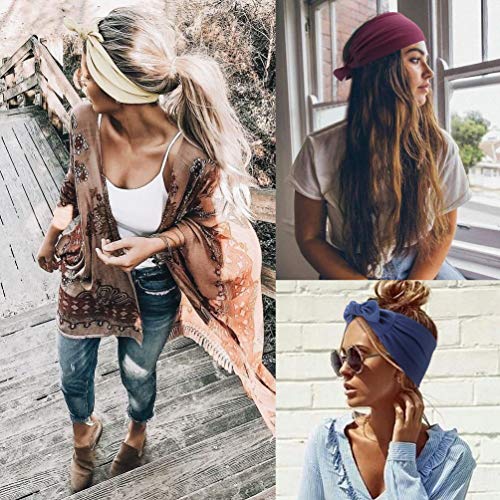 Image of DRESHOW 6 PCS Adjustable Headbands for Women Knotted Headbands Elastic Non-Slip Fashion Hair Bands for Workout Sports Running Yoga