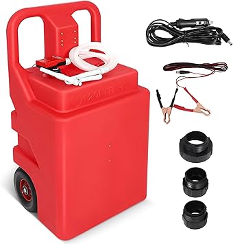 32 Gallon Portable Fuel Caddy Tank with 3.2GPM Automatic Transfer Pump ,12V / 4AA Battery Powered,6.5 ft Hose Diesel Transfer Tank for Gasoline Diesel Fuel & DEF/Urea Liquid