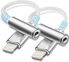 Esiposs Lightning to 3.5mm Jack Adapter [MFi Certified] iPhone HiFi Headphone Adapter – Compatible with iPhone 14/13/12/11/X/8/7/Pad/iOS, Silver White – 2Pcs