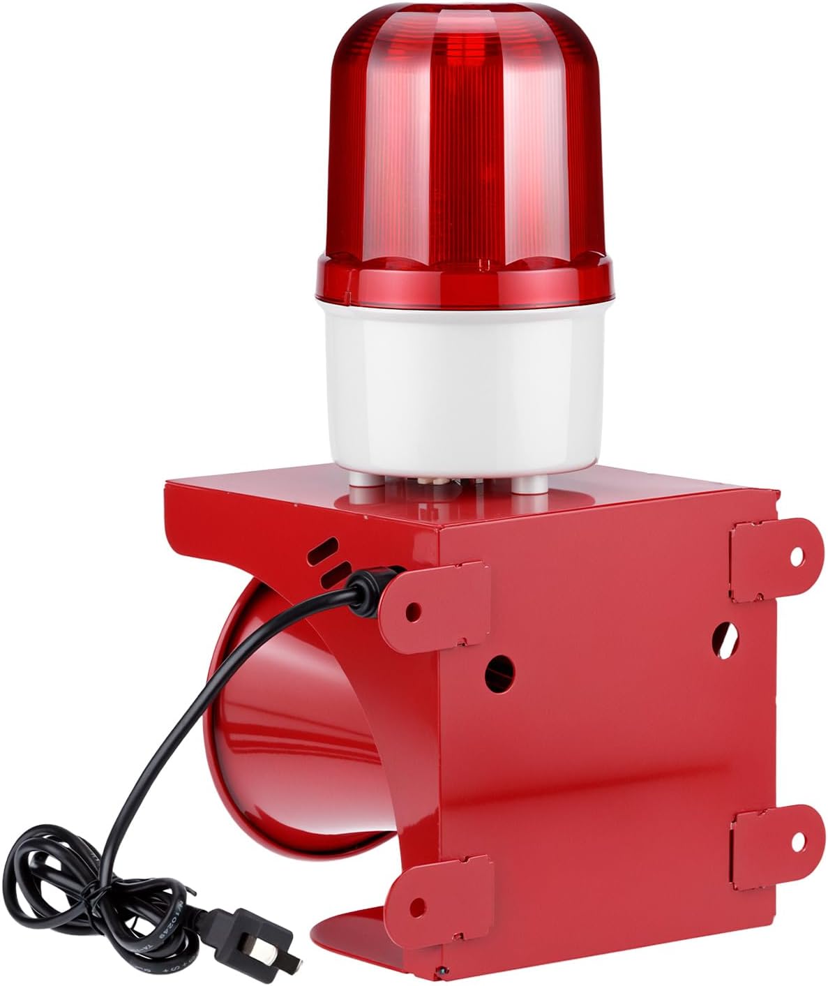 QWORK Industrial Siren Alarm Strobe Light, AC110V-120V, 120dB Emergency Strobe Security Alarm for Warehouse, Factory, School (No Switch, Always On)